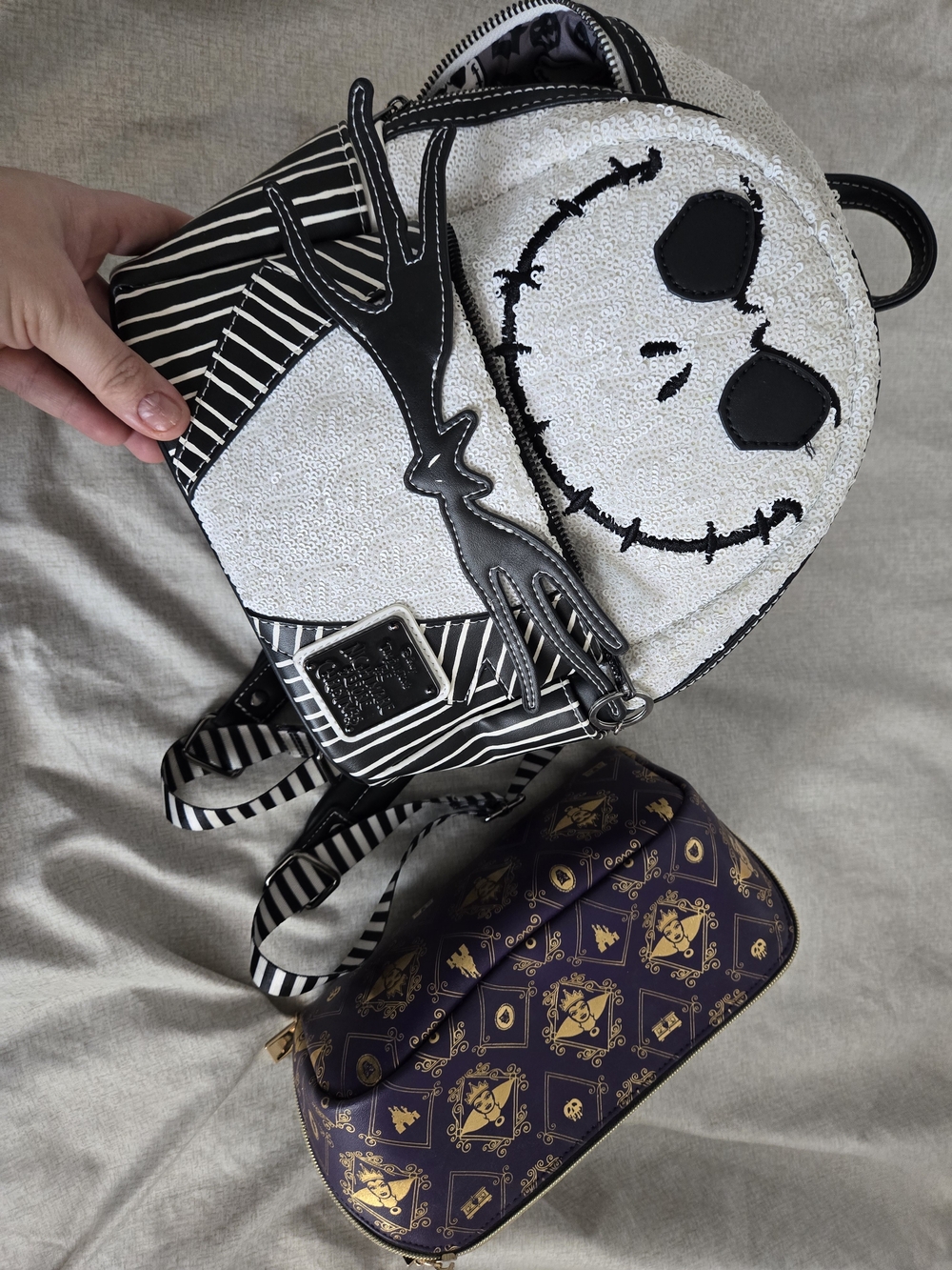 Loungefly Kids' Jack Skellington White Sequin Backpack